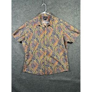Cremieux Premium Denim XXL Paisley Print Button Up Short Sleeve‎ Shirt